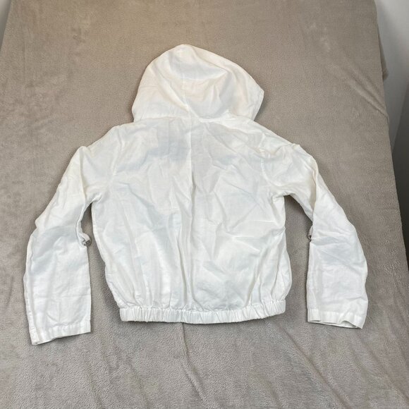 New York & Company White Hooded Jacket M Linen Cotton Blend Lightweight Casual - Picture 11 of 11